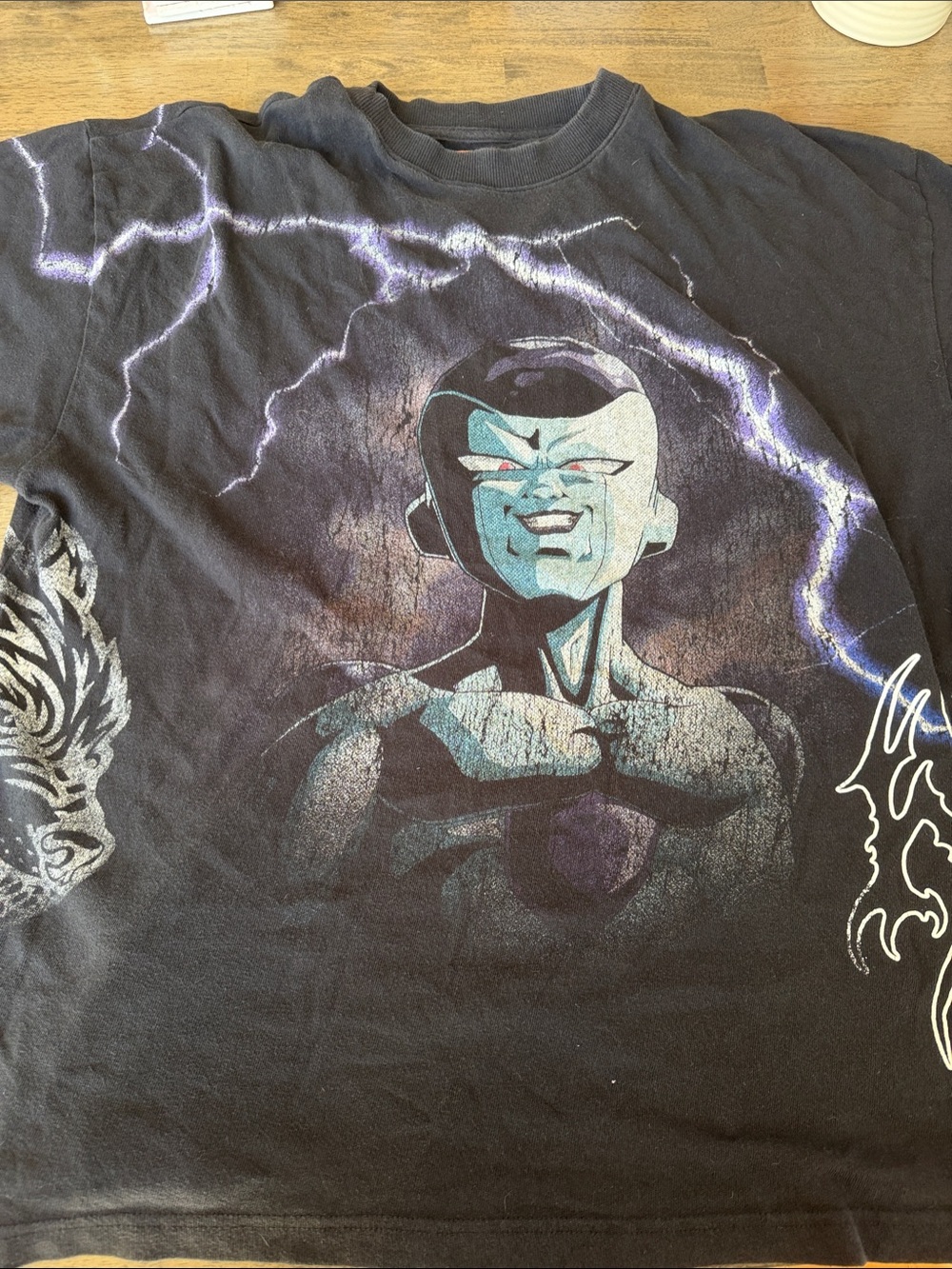 Black Short Sleeve Graphic Tee with Lightning Frieza Print